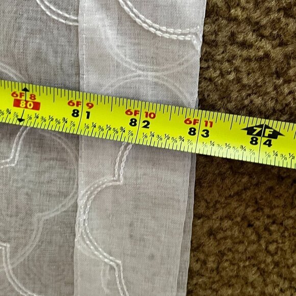 Set of 2 Panels White Window Sheer Medallion Curtains Rod Pocket 37x83 Inch - Picture 6 of 6